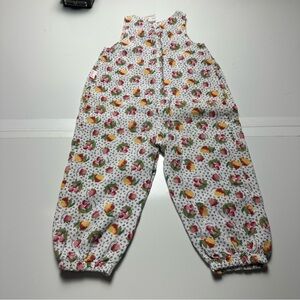 Strawberry Floral Cotton Overalls | Cottagecore Fruit Print · Toddler 24M